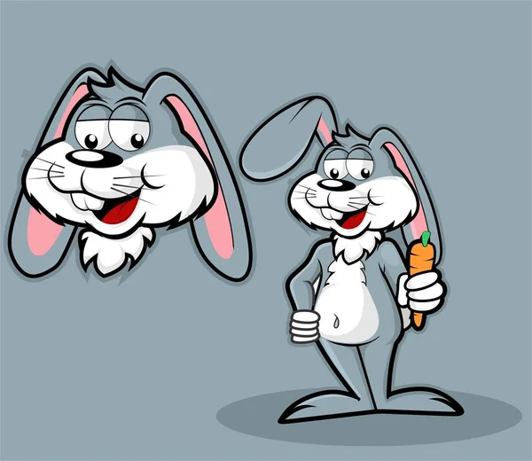 Bunny Cartoon Holding Carrot Vectors — Stock Vector