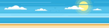 Güneş denize. Panorama. Vektör çizim.