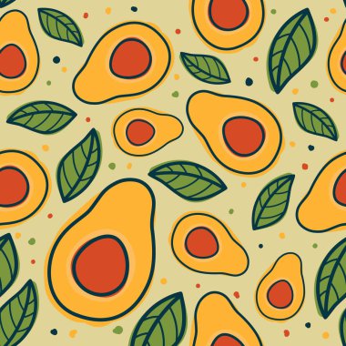 Avokado ile dikişsiz desen. Çağdaş sanat. 
