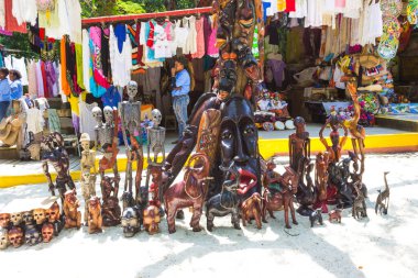 LABADEE, HAITI - MAY 01, 2018: Handcrafted Haitian Souvenirs clipart