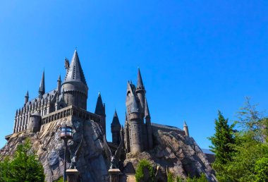 Orlando, Florida, Amerika Birleşik Devletleri - 09 Mayıs 2018: Büyücü Dünya Macera Adası Universal Studios Orlando Harry Potter, Hogwarts Castle.