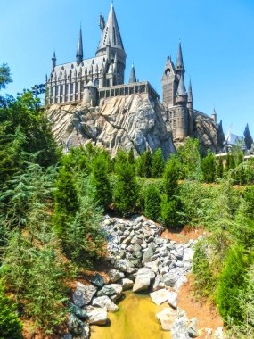 Orlando, Florida, Amerika Birleşik Devletleri - 09 Mayıs 2018: Büyücü Dünya Macera Adası Universal Studios Orlando Harry Potter, Hogwarts Castle.