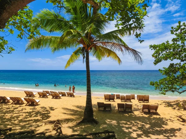 Mar Arena Playa Bambú Jamaica Día Soleado — Foto de Stock