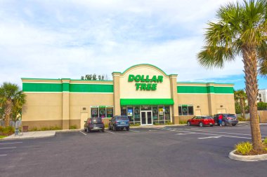 Orlando, USA - April 29, 2018: Exterior of Dollar Tree, which is one of several dollar stores found across the United States. clipart