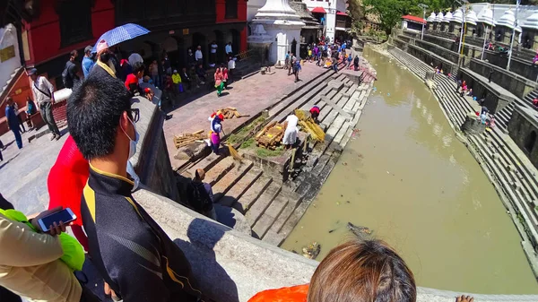 Fiume Scorre Attraverso Città Kathmandu Separandola Dalla Città Patan Fiume — Foto Stock