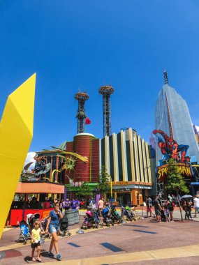 Orlando, Florida, Amerika Birleşik Devletleri - 09 Mayıs 2018: Giriş örümcek adam Ride. Universal Studios Orlando bir tema park resort Orlando, Florida, ABD olduğunu
