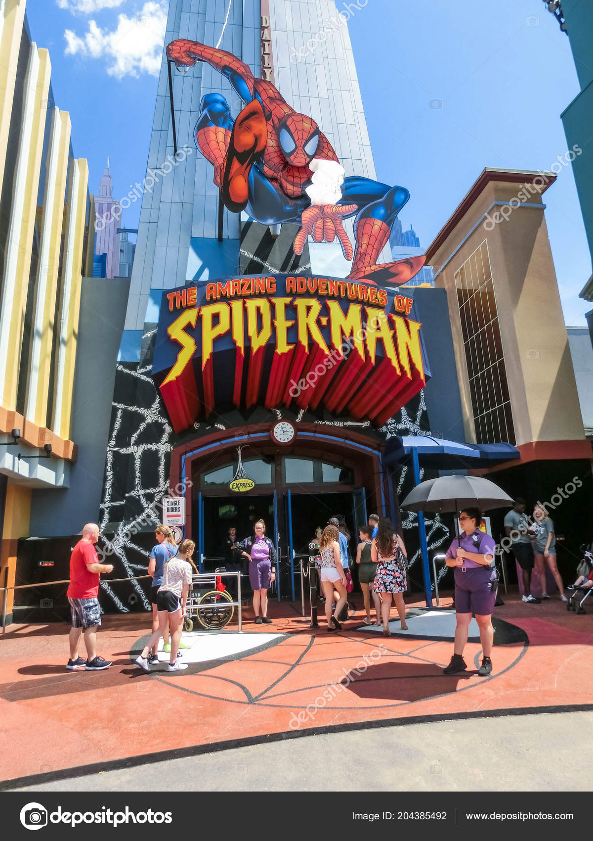 Orlando, Florida, USA - May 09, 2018: Entrance to SpiderMan ride