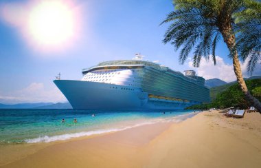 Cruise gemi açık suda - Önden Görünüm