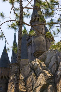 Orlando, Florida, Amerika Birleşik Devletleri - 09 Mayıs 2018: Büyücü Dünya Macera Adası Universal Studios Orlando Harry Potter, Hogwarts Castle.