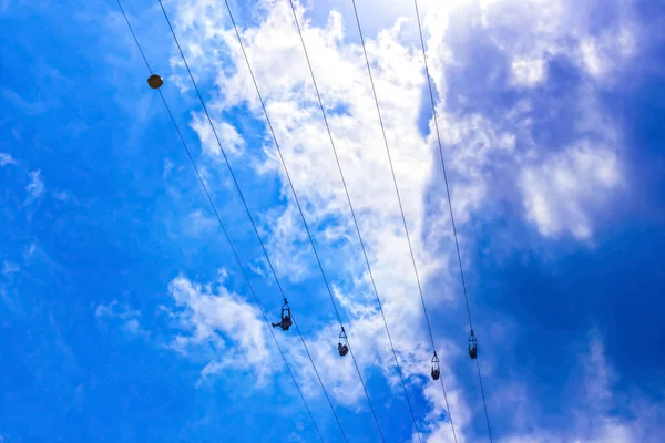 People are enjoying the Zipline — Stock Photo, Image