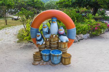 Labadee, Haiti - 01 Mayıs 2018: sahil, Labadee, Haiti tabelaya hoş geldiniz