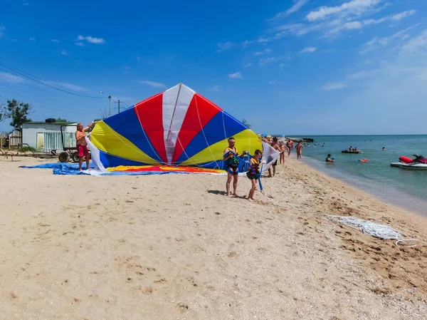 Berdyansk 우크라이나 2018 위에서 글라이더 Parachut에서 — 스톡 사진