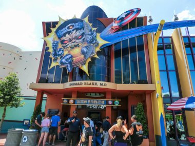 Orlando, Florida, Amerika Birleşik Devletleri - 09 Mayıs 2018: Donald Blake gösteri. Adaları macera. Evrensel.