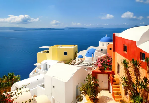 Vista Mar Desde Oia Pueblo Más Hermoso Isla Santorini Grecia —  Fotos de Stock