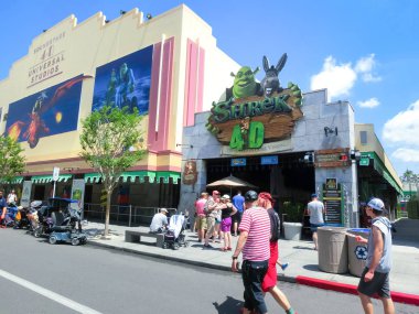 Orlando, Florida, USA - May 10, 2018: The Entrance to Shrek 4D ride in soundstage. Universal Studios Orlando is a theme park resort in Orlando, Florida, USA. Universal Studios Orlando is a theme park clipart