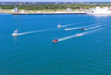 Cape Canaveral, Amerika Birleşik Devletleri. Port Canaveral gemisi arial görünümünü