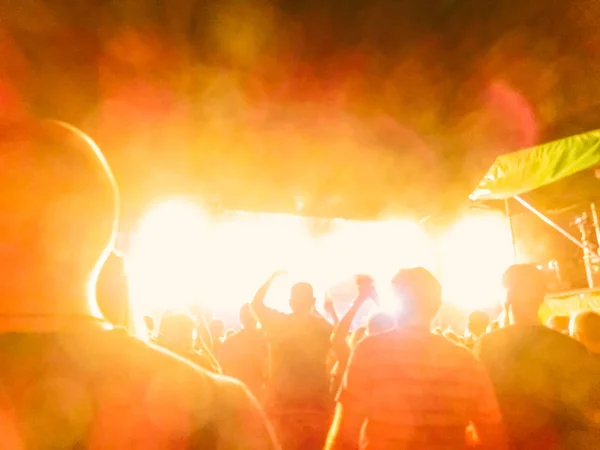 Crowd raising their hands and enjoying great festival party or concert.