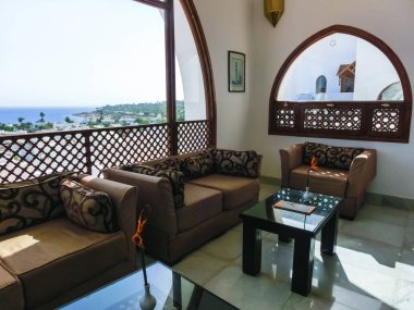 Sharm El Sheikh, Mısır - 03 Ocak 2019: Domina Coral Bay Resort ve Spa lobbi