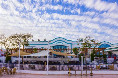 Sharm El Sheikh, Mısır - 31 Aralık 2018: Tropikal lüks Sultan bahçeleri Resort Red Sea Beach.