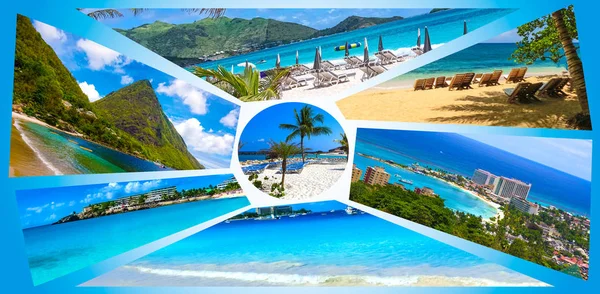 Коллаж с видом на Карибские пляжи — стоковое фото
