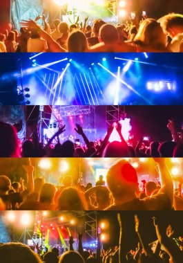 Ellerini yükselterek ve büyük festival parti ya da konser zevk kalabalık.