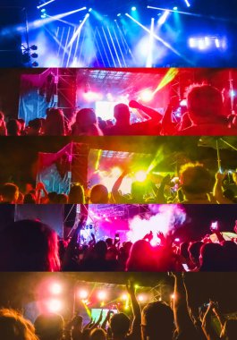 Ellerini yükselterek ve büyük festival parti ya da konser zevk kalabalık.