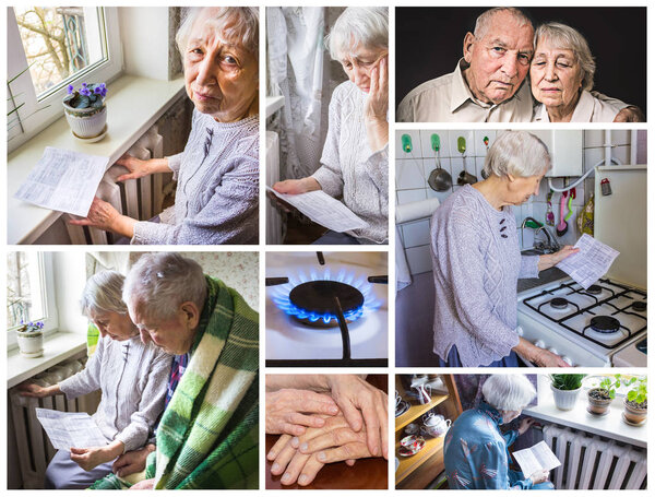 Grandmother calculating gas and electricity bills.