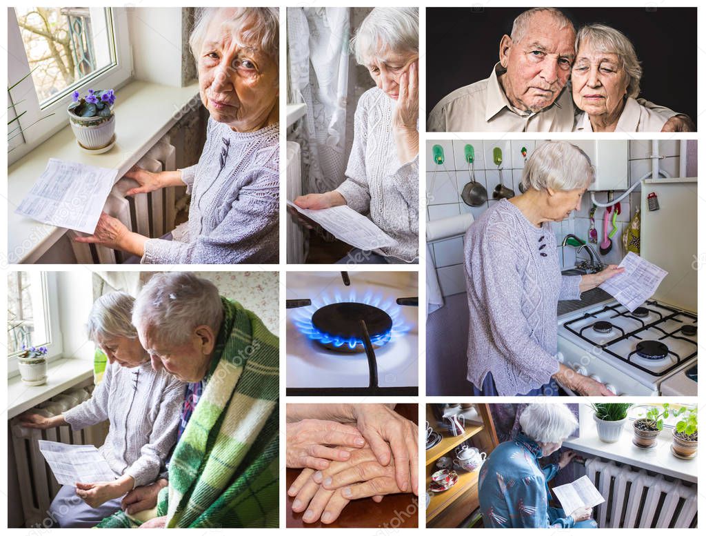 Grandmother calculating gas and electricity bills.