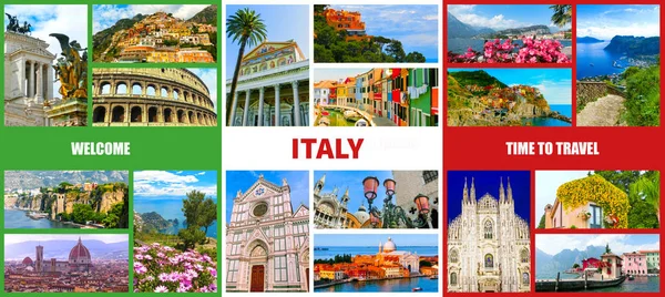 Büyük İtalyan gezi yerleri kolaj — Stok fotoğraf