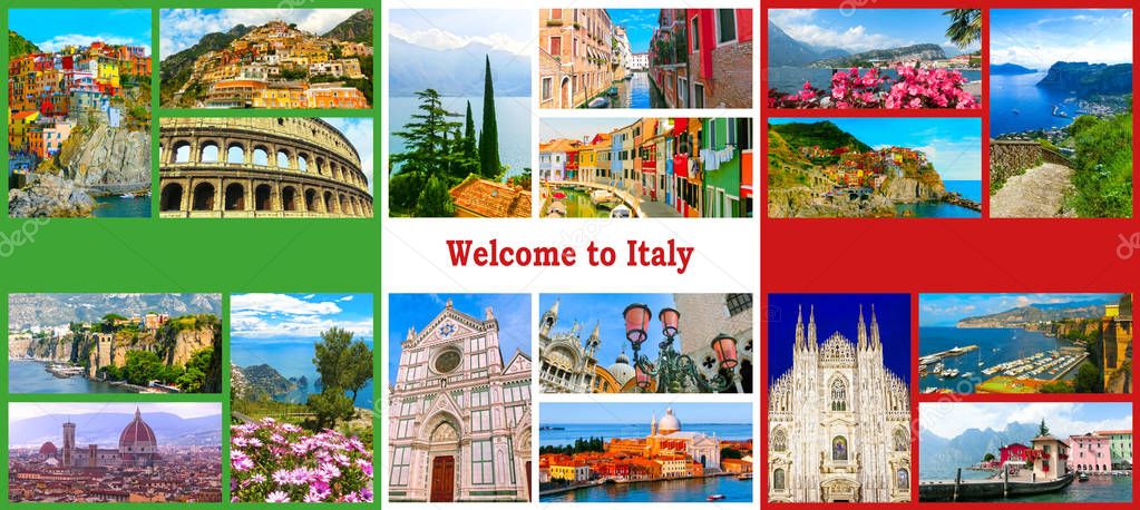 Collage of major Italian travel destinations