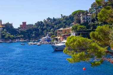 Güzel koyu renkli evlerin Portofino, Liguria, İtalya