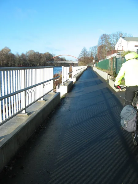 Rio Ponte Estrada Para Lago Tegel Distrito Berlim Hermsdorf Berlim — Fotografia de Stock