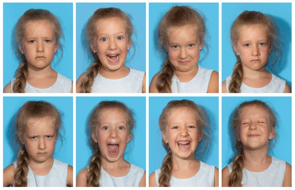 The collage of girl with different emotions — Stock Photo, Image