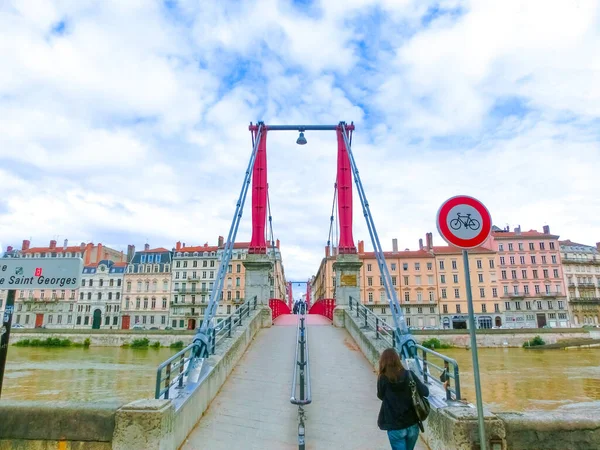 Міст Через Річку Рона Зимовий Сонячний День Ліон Франція — стокове фото