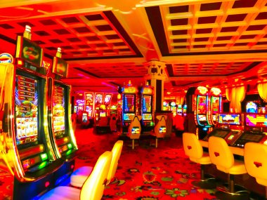 Kumarhanede bulanık odak. Vegas, Nevada 'da Soyut Özgeçmiş.