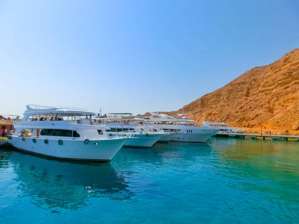 Pleasure yachts in the port for cruise at Ras Mohammed National Park