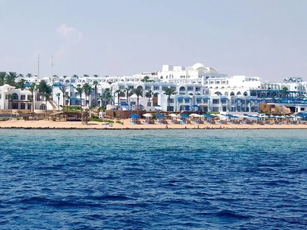 Kilátás Üres Zárt Covid Üdülőhelyek Szállodák Partján Sharm Sheikh Kilátás — Stock Fotó