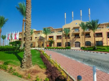 Sharm El Sheikh, Mısır - 9 Eylül 2020: Sharm El Sheikh, Mısır 'daki Charmillion Sea Life Resort Oteli 9 Eylül 2020