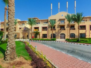 Sharm El Sheikh, Mısır - 9 Eylül 2020: Sharm El Sheikh, Mısır 'daki Charmillion Sea Life Resort Oteli 9 Eylül 2020