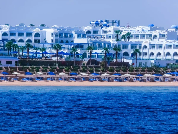 Kilátás Üres Covid Üdülőhelyek Szállodák Partján Sharm Sheikh Yacht — Stock Fotó