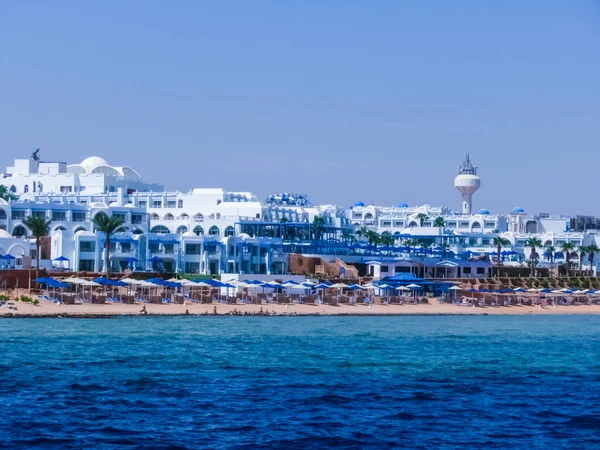 View Empty Covid Resorts Hotels Coast Sharm Sheikh Yacht — Stock Photo, Image
