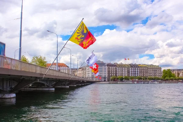 Genève Suisse Juin 2016 Embankment Lac Léman Pont Lac Léman — Photo