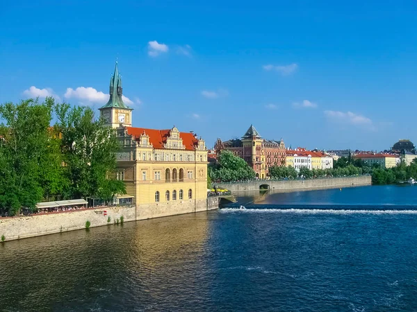 Vista Mala Strana Sobre Rio Vltava Dia Ensolarado Inverno Praga — Fotografia de Stock