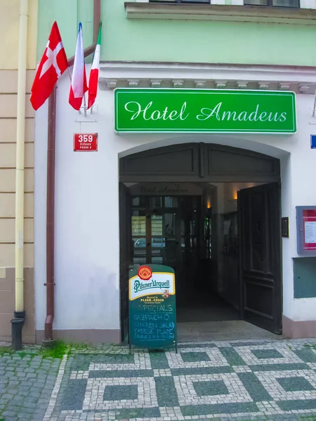 Praga República Checa Junho 2010 Hotel Amadeus Casa Arquitetura Antiga — Fotografia de Stock