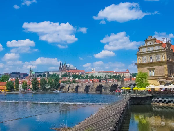 Vista Del Casco Antiguo Río Moldava Praga República Checa — Foto de Stock
