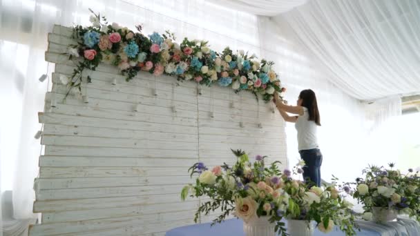 Flores decoração do casamento evento — Vídeo de Stock