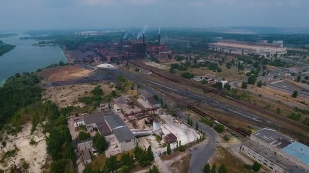 Widok z lotu ptaka industrial Park strefy i technologii — Wideo stockowe