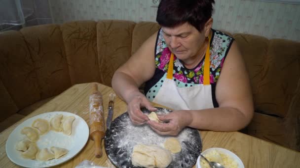 Oudere vrouw in de keuken — Stockvideo