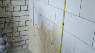 gaz Beton taş duvara sıva koyarak Oluşturucusu closeup