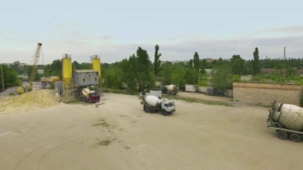 Aerial shot of old concrete factory — Stock Video